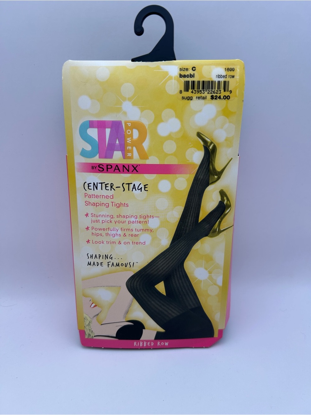 NWT Star Power by Spanx Ribbed row Shaping Tights Size C BLACK